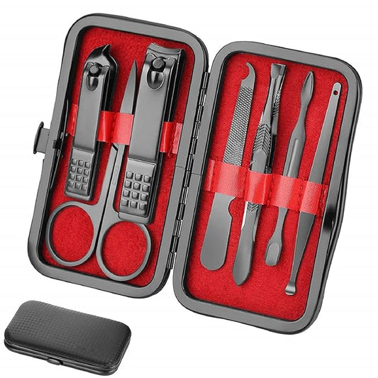 8Pcs Manicure Set Nail Clipper Set Travel Manicure Nail Care Kit Grooming Kit Small Gift for Men and Women