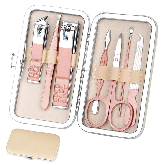 Manicure Set, Women Grooming kit, Pedicure Kit, Nail Clippers, Professional Grooming Kit, Nail Tools Gift 8 in 1 with Luxurious Travel Case for Men and Women Gifts Friends Parents